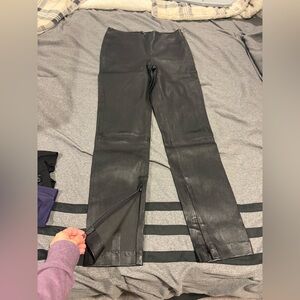 Theory Black Leather Trousers